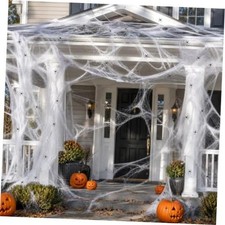 1200 Sqft Stretchy Halloween Spider Web Decor and 120 Fake Spiders 1200 sqft