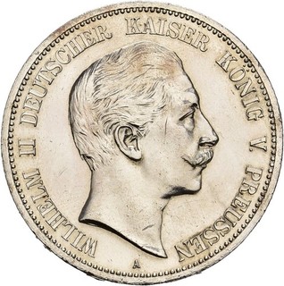 Künker: Preussen Wilhelm II. 5 Mark 1888 A Silber