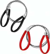 Stainless Steel Cable Saw, 2 PCS Mini Camping Saws Emergency 2pcs Black+red 