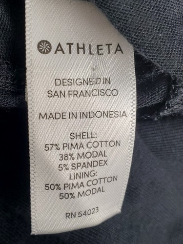 Athleta Size S Long Sleeve Body-con Black Dress Ruched Side Gray Trim Athleisure - Picture 6 of 11