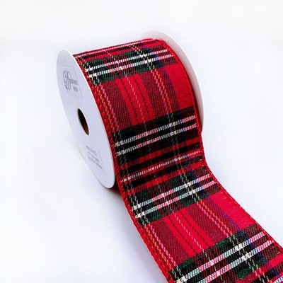 Designer s Shop Red  Green  Plaid Wired Ribbon   2.5'' x 10 Yards  WR 63-5233