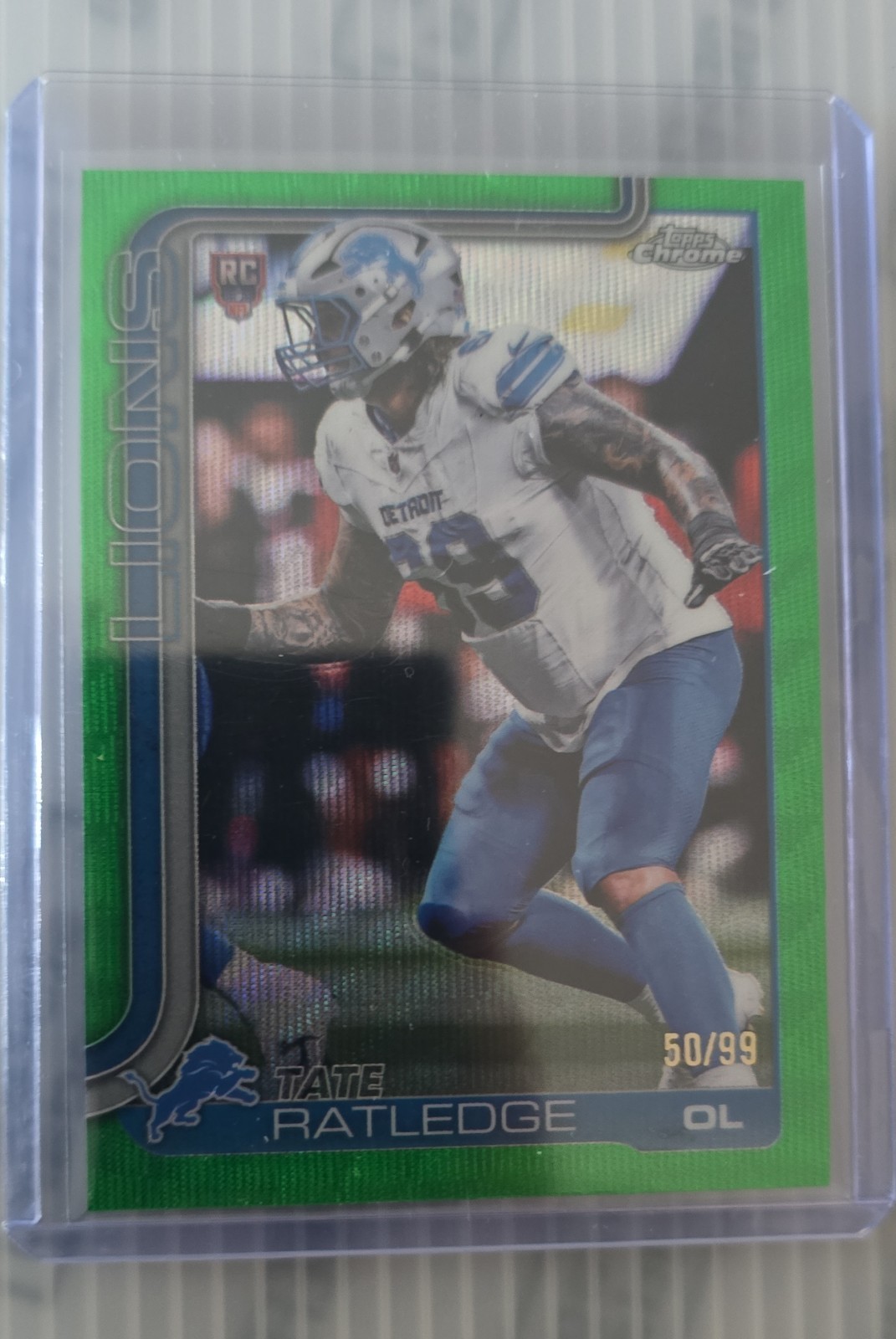 2025 Topps Chrome - Rookies Tate Ratledge #383 Green Wave Refractor /99 (RC)