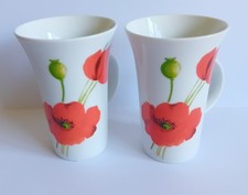 Alpine Poppy Rayware Mug x 2  Tall Latte Coffee Tea Mug 12.5cm High