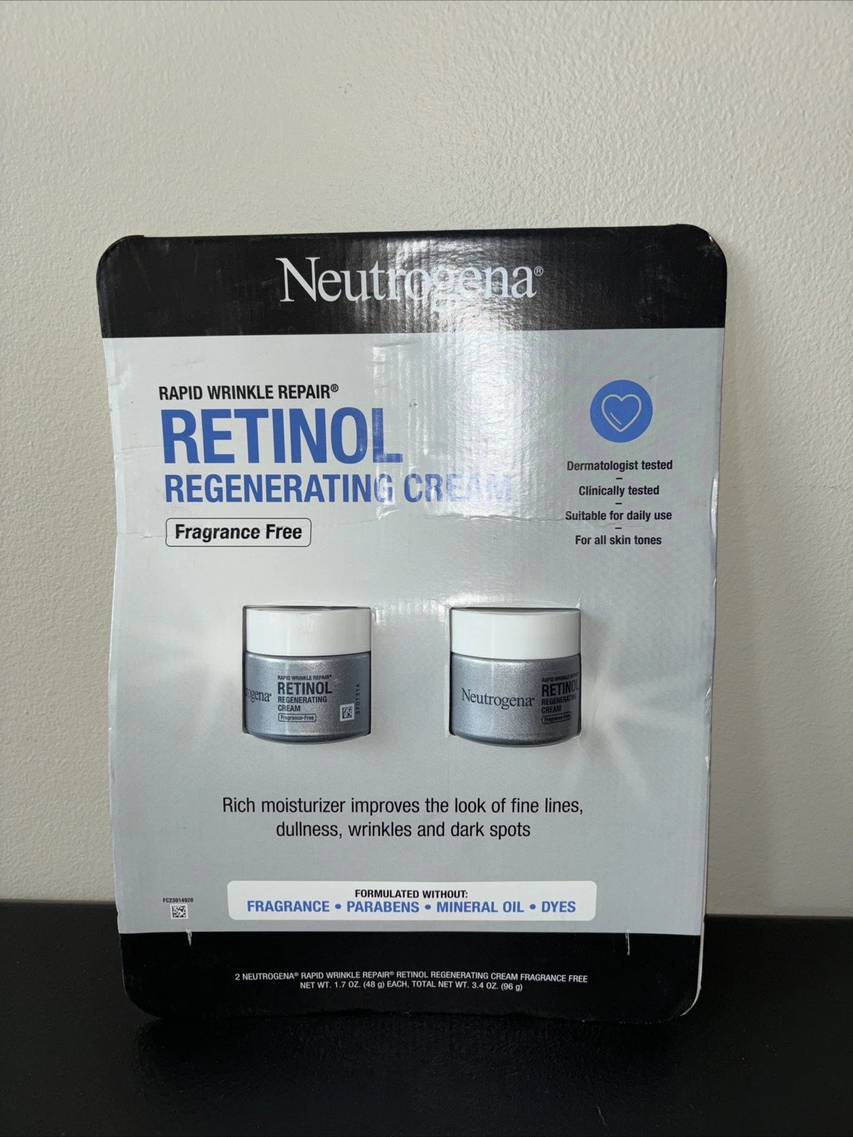 2 Pack Neutrogena Rapid Wrinkle Repair Regenerating Cream Fragrance Free 1.7oz