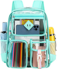 Clear PVC Backpack Heavy Duty See through School Bookbag Transparent PVC, Mesh