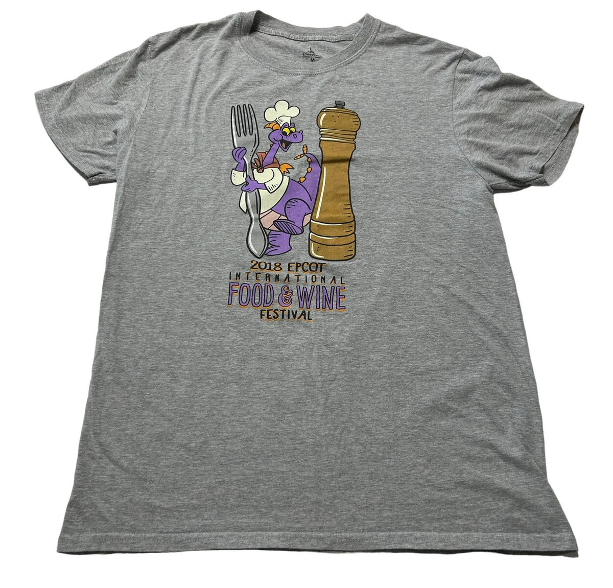 Disney Parks 2018 Epcot Food And Wine Festival Figment T shirt Adult Medium Grey