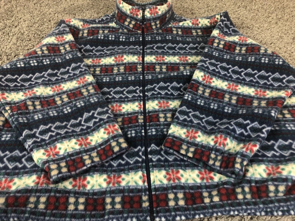 Alfred Dunner Vintage Fleece Jacket Womens 3X Full Zip Mock Neck Blue Red Warm - Image 4 of 4