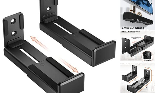 Soundbar Mount, Universal Dual Soundbar Wall Mount for Most of Soundbars,-image