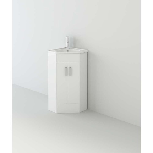 Vanity Unit Sink Basin Furniture Bathroom Set Corner & Mono Chrome Mixer Tap - Picture 2 of 8