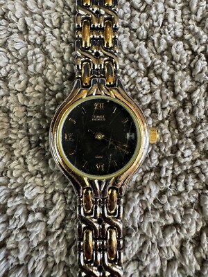 Timex ladies black dial silver tone watch NEW BATTERY s-l400.jpg main image 4