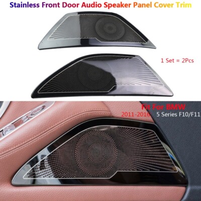 5 Series F10 F11 Auto Car Door Speaker Stereo Cover Trims Titanium Black For BMW