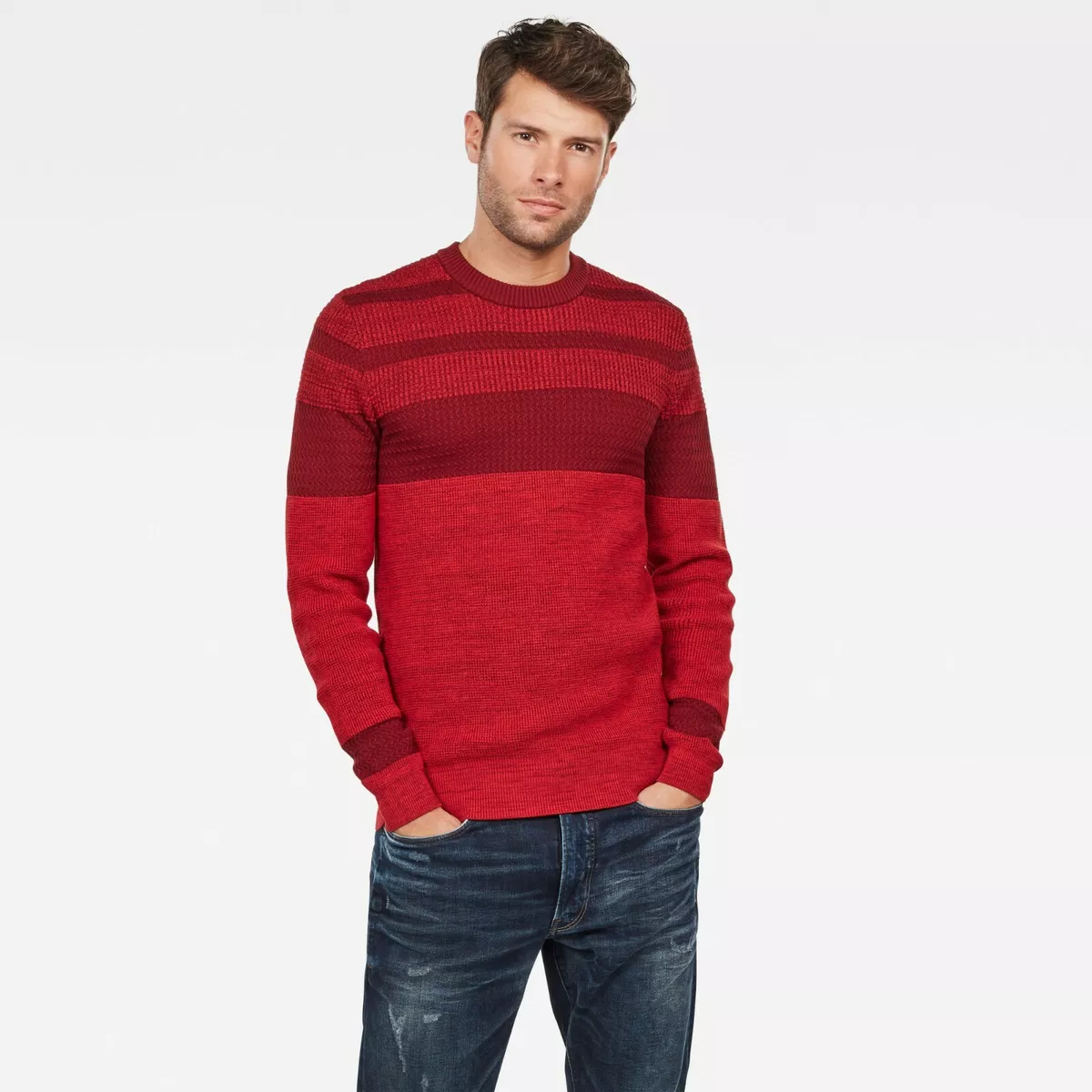 Red sweater shop shirt