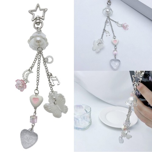 Heart Butterfly Tassels Pendant Chain Phone Straps Pocket Keychain Strap - Zdjęcie 2 z 8