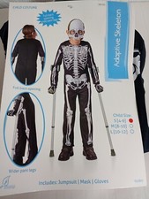 Skeleton Adaptive Halloween Costume Jumpsuit Mask Gloves Boys Girls Child S 4-6