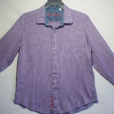 Robert Graham Flip Cuff purple paisley long sleeve button-up men's shirt size XL
