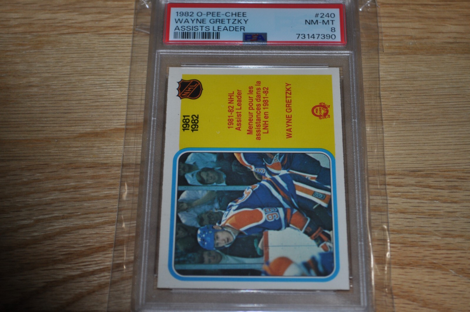 1982 O-PEE-CHEE hockey WAYNE GRETZKY ASSISTS LEADER #240 graded PSA 8 NMMT opc
