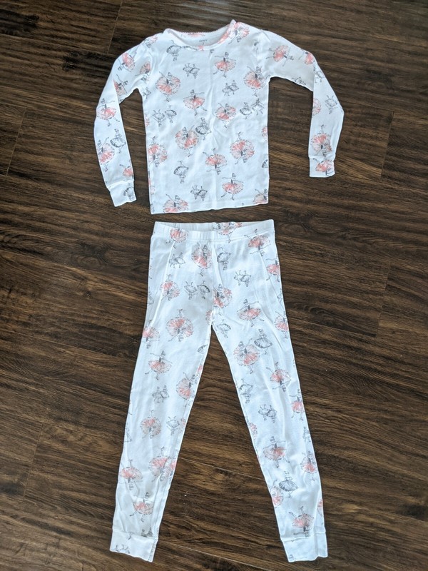 EUC Size 7 Ballerinas Carter's Girl Dancer Pajama White 100% Cotton Ballet