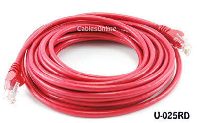 Intellinet 25ft CAT5E UTP Ethernet RJ45 Patch Cable Red