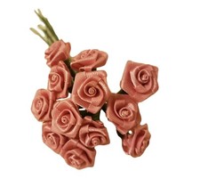 Lot of 144 pcs Pink Satin Ribbon Roses Flowers 12mm 1/2" 1/2 Inch on Wire Stem