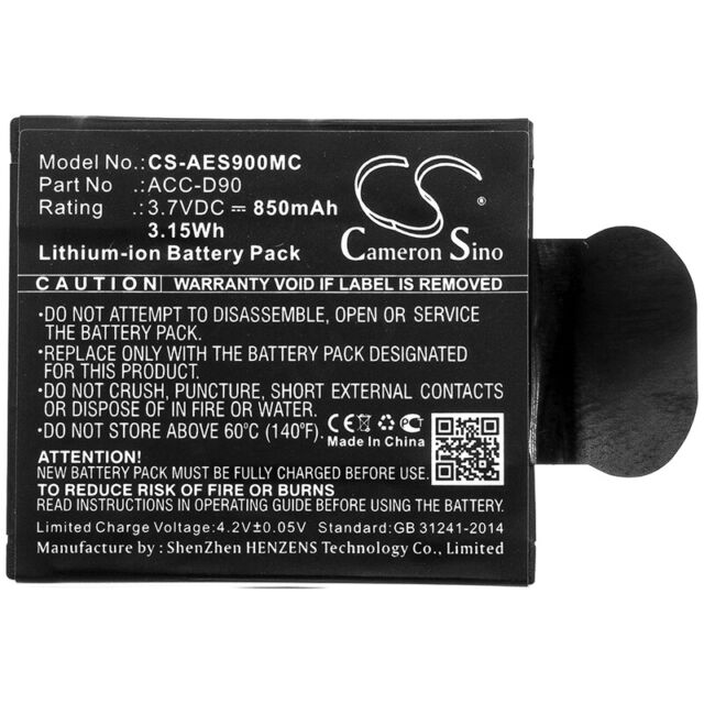 Battery for AEE D90 S90 S91B LyfeSilver LyfeTitan LyfeS72 Replace ACC-D90