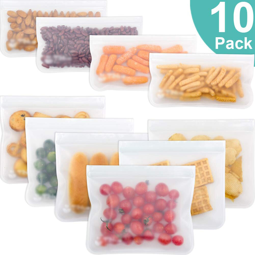 EcoFriendly Reusable Food Storage Bags Leakproof Ziplock Snacks