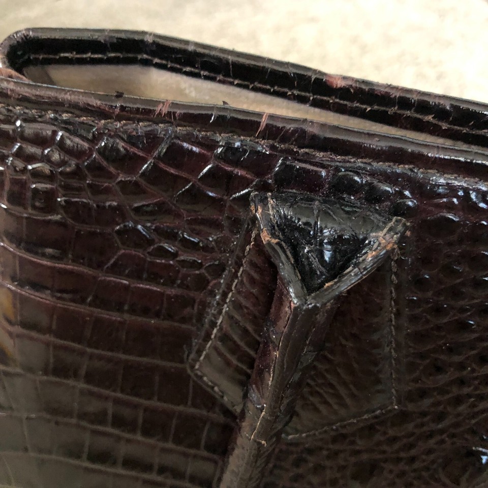 Brahmin Croc Melbourne tote Bag purse Rich maple brown/maroon READ eBay