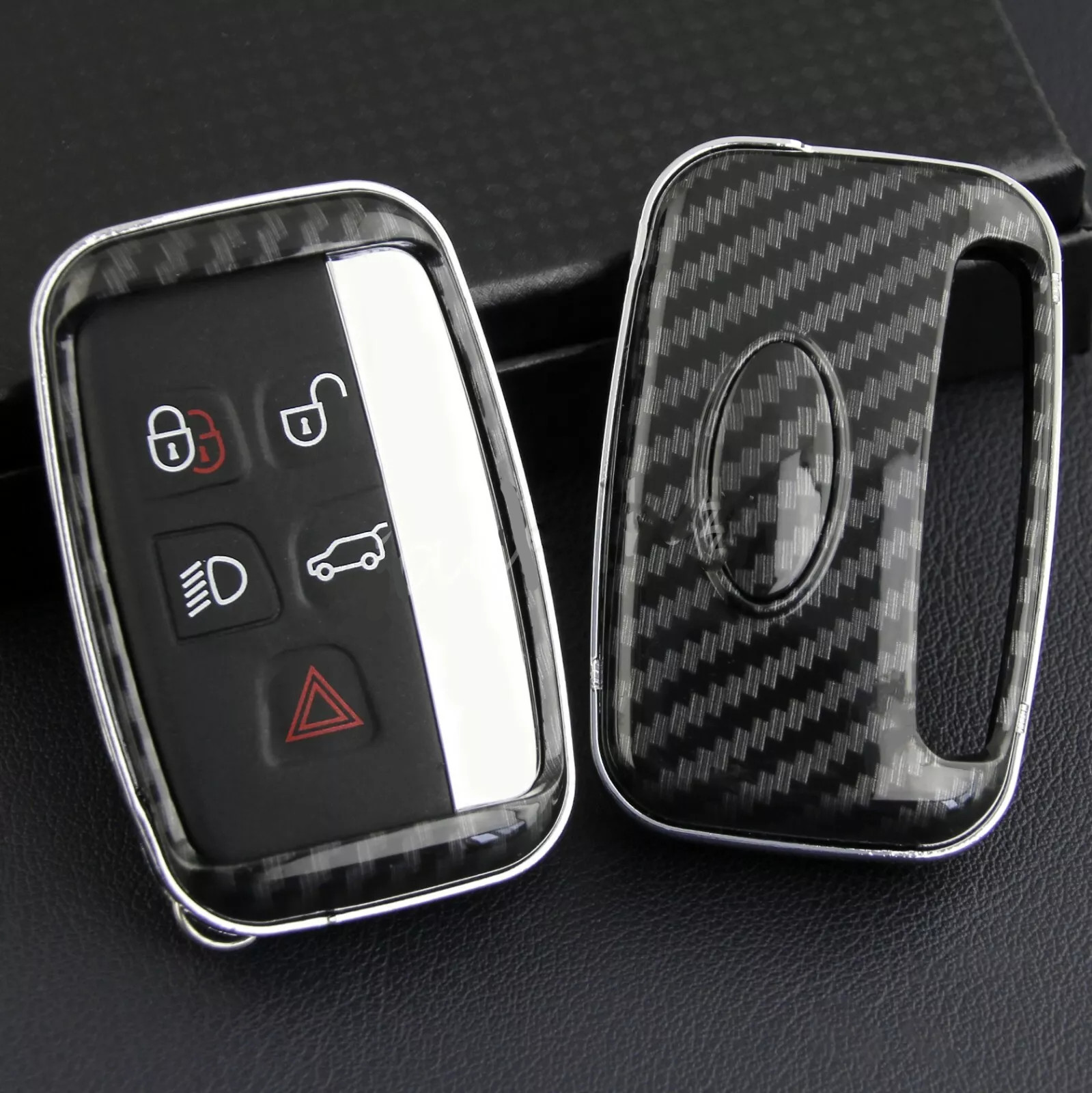 For Range Rover Evoque Discovery Sport LR4 Car Key Fob Cover Case Carbon Fiber