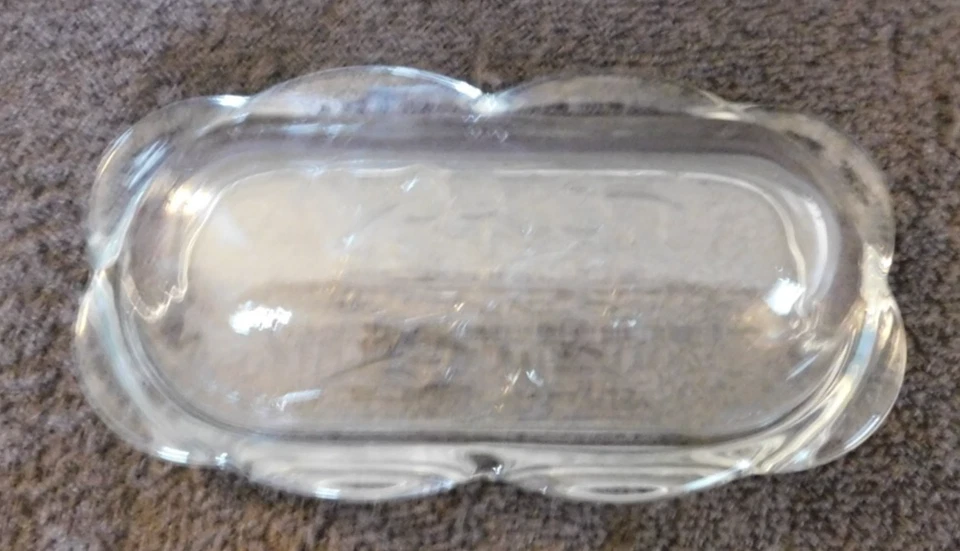 Prato de manteiga de vidro floral vintage prensado coberto 1/4 libra borda recortada - Imagem 4 de 4