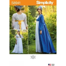 SIMPLICITY 8941 AMERICAN DUCHESS REGENCY GOWN AND ROBE MISSES SIZES 14-22 NEW
