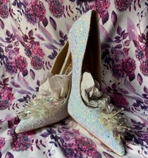 Designs By Jacobies Heels Pointy Toe Beaded sparkly Wedding Frozen Size 10