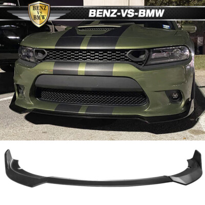 V1 Style Front Bumper Lip Fits 15-23 Dodge Charger SRT - Matte Black 3PC ABS