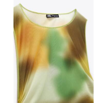 Zara Printed Tulle Dress Green Multi Small Medium Large S-M L-XL 2856/214  New | eBay