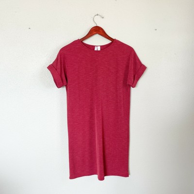 Small Maroon Short Sleeve T Shirt Dress 