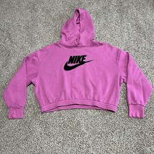 Nike Hoodie Womens Hooded Pullover Sweatshirt Cropped Spellout XL