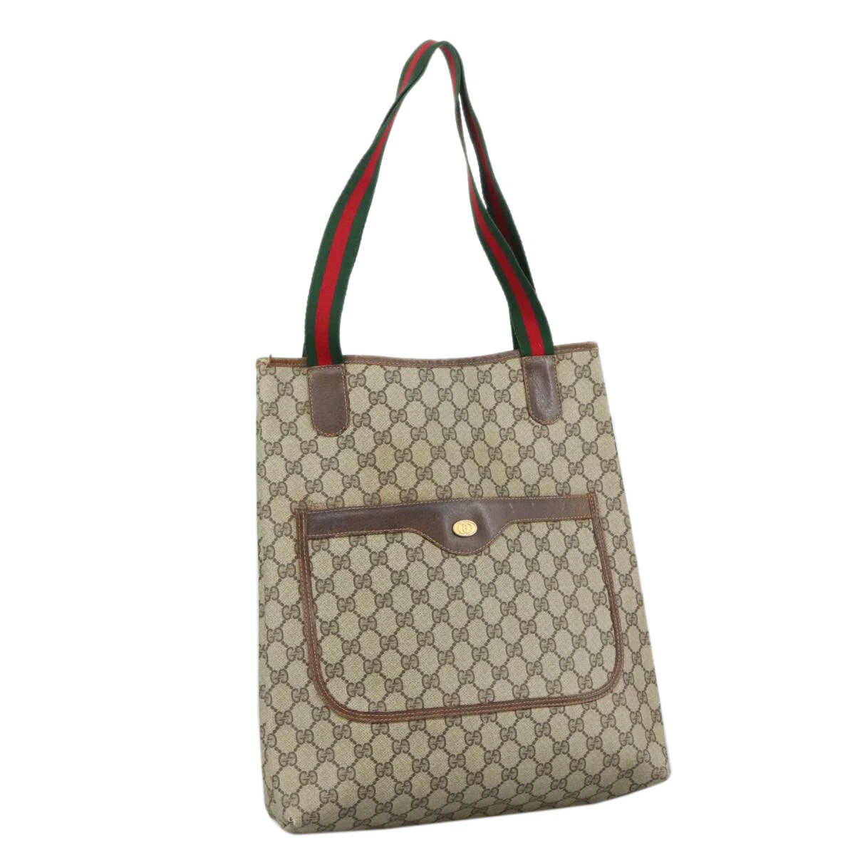 Sac fourre tout GUCCI GG Supreme Web Sherry Line PVC beige rouge 16 002 4487 authentique 107970