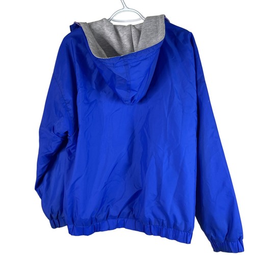 Vintage 90s Mens M Kansas Jayhawks Hooded Windbreaker Jacket Full Zip Blue Nylon - Picture 4 of 10
