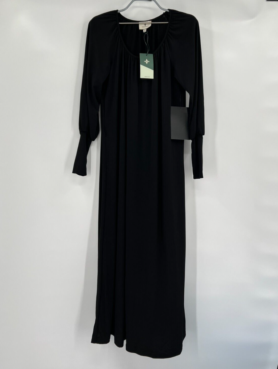 tuckernuck long sleeve black dress Tuckernuck Black Floral Chiffon Long Sleeves Shasha Dress Size Large