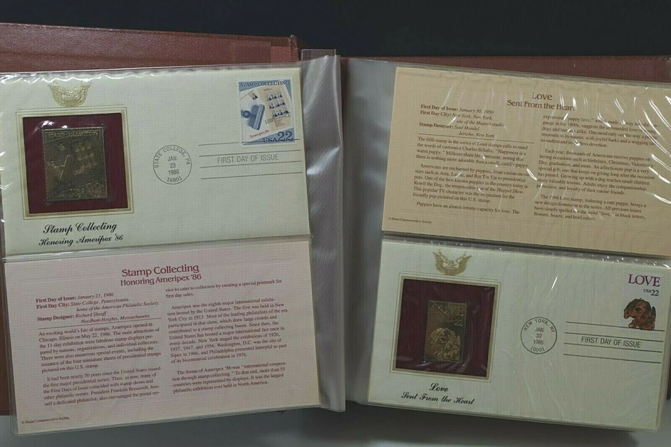 41 GOLDEN REPLICAS STAMPS ISSUES JAN23 1986/APR 20 1987 SET 1 DAY COVER 22K GOLD - Image 2 of 4