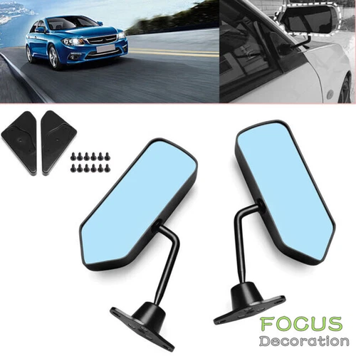 Car Racing Rearview Side Wing Mirrors Convex Glass F1 Style Black Universal  X 2