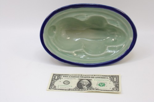 Vintage Victoria Ware Ironstone Bunny Rabbit Butter Mold. Flow Blue Reproduction - Picture 6 of 12