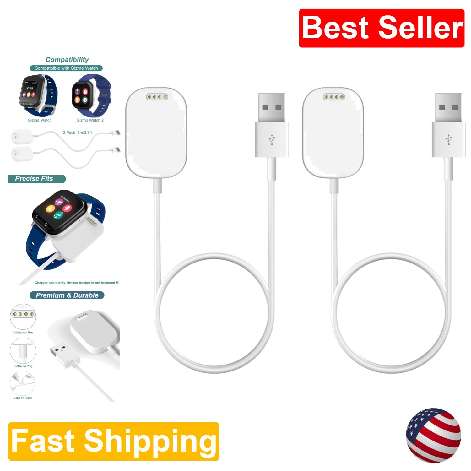 Gizmo Watch Smart Chip Protection Replacement Charging Cable 1m 3.3ft