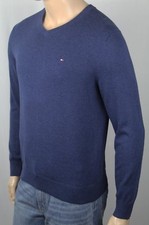 Tommy Hilfiger Dark Blue V-Neck Soft Cotton Sweater NWT