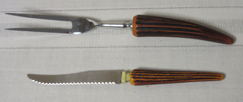 E. Parker & Sons Carving Knife & Meat Fork Antler Staghorn Set - Photo 4/8