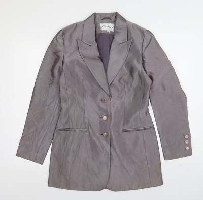 Gina Womens Silver Acetate Blend Suit Jacket Size 10 | eBay