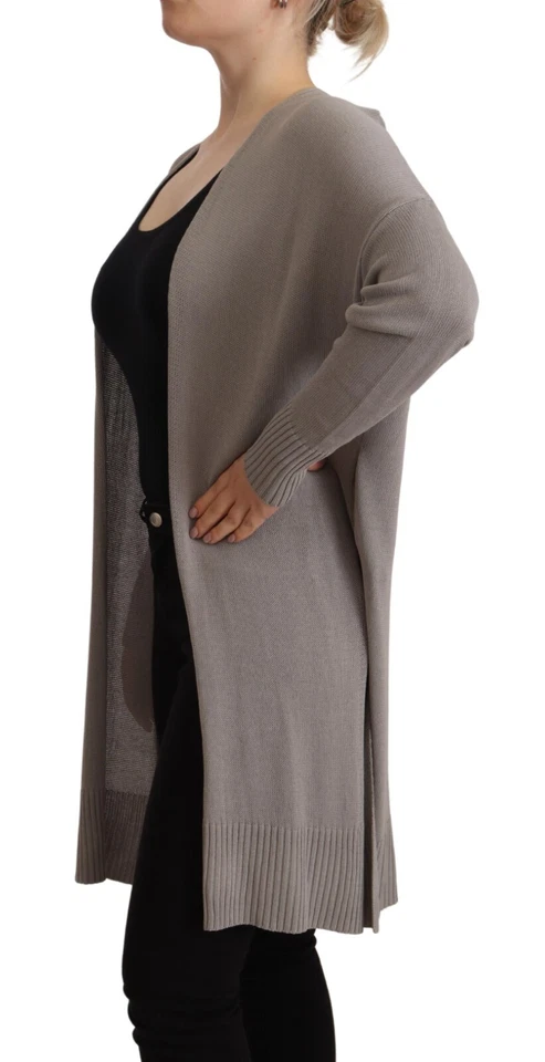 Pull N.O.W gris viscose manches longues cardigan décontracté femmes IT40/US6/... - Photo 2/4