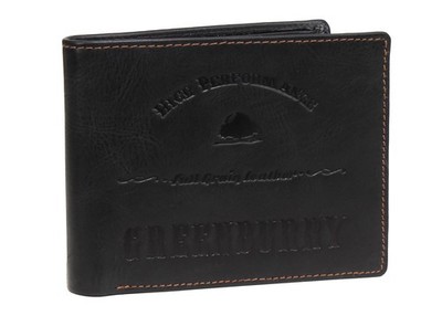 Geldbörse Greenburry Vintage Leder Full Grain Portmonee in Querformat blau Deko
