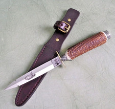 Falknermesser Stilett mit echtem Hirschhorngriff Hirschhorn Messer Jagd NEU !!