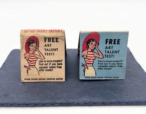 Vintage 50s Free Art Talent Test Advertising Matchbooks Set Art Instruction Inc