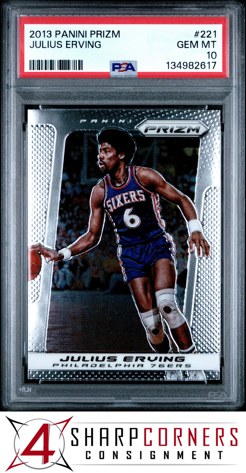 2013 PANINI PRIZM #221 JULIUS ERVING 76ERS HOF PSA 10