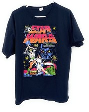 Star Wars Fruit of The Loom T-Shirt Men XL Black Luke Skywalker Darth Vader VTG